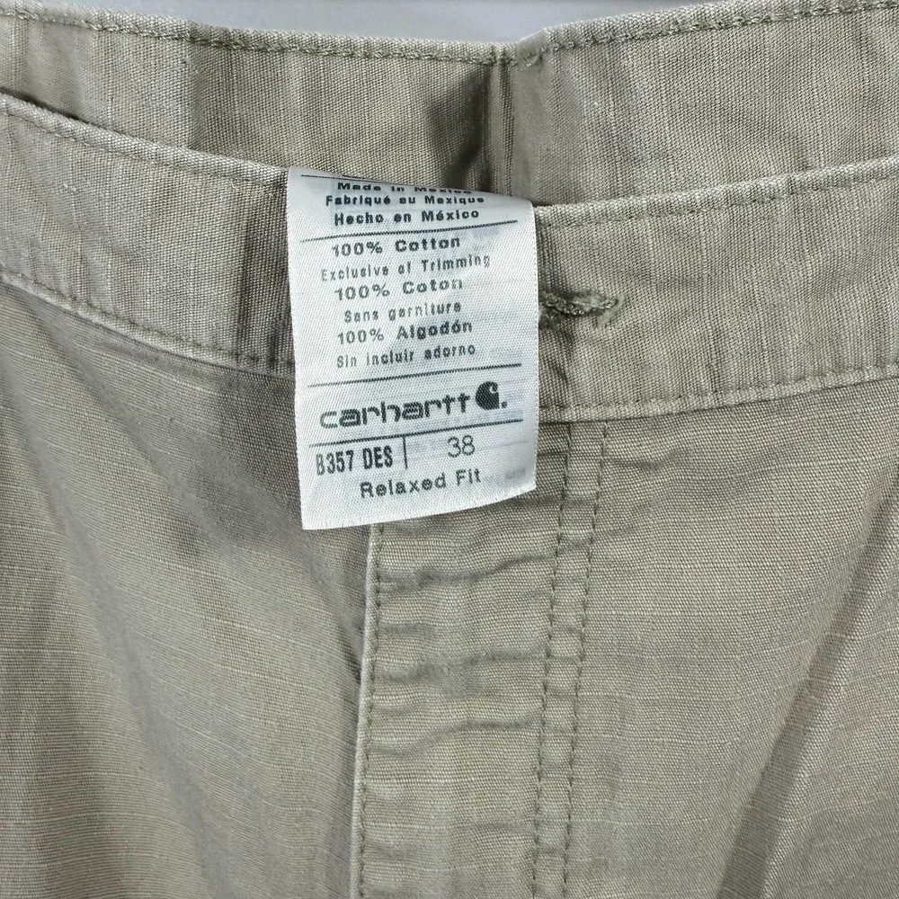Carhartt Cargo Shorts Mens 38 Beige Canvas Workwear Relaxed Fit Utility Pockets